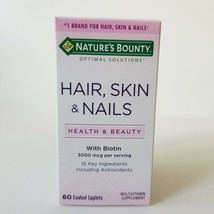 Natures Bounty Hair Skin Nails 3000 mcg Biotin Multivitamin 60 Caplets 0... - $17.37