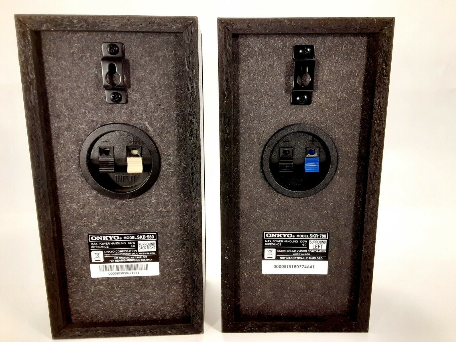 Pair of Onkyo Surround Sound Speakers Back Right SKB580 & Left SLR780