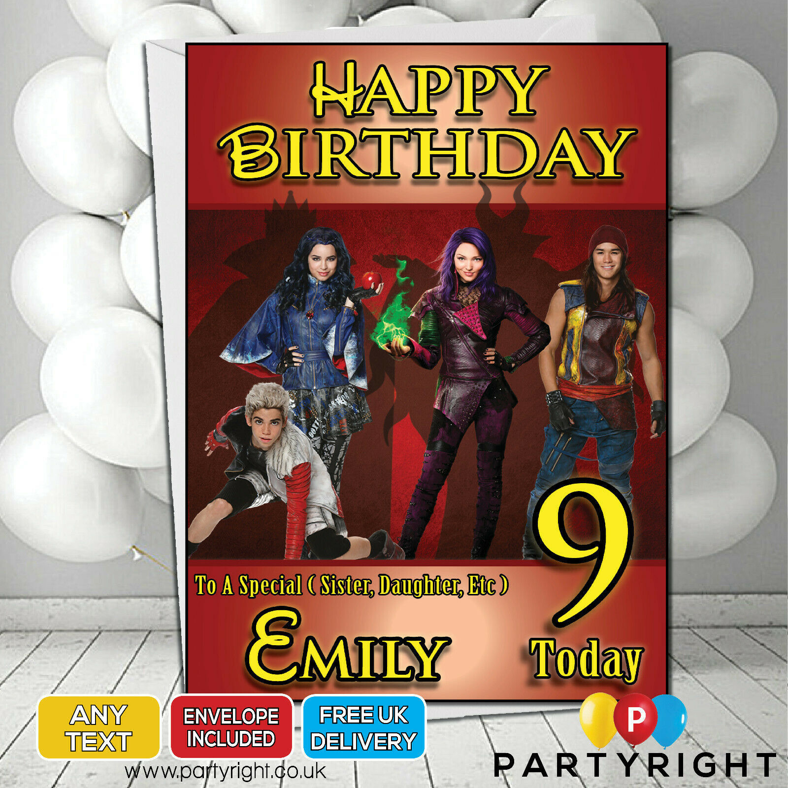 Personalised Disney Descendants Birthday Card - Any Age, Any Name, Any ...