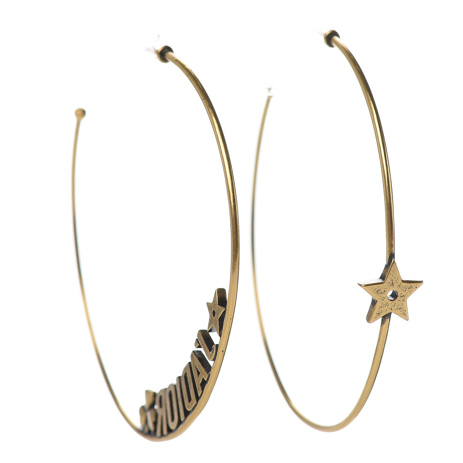SALE* AUTHENTIC Christian Dior 2019 J'ADIOR Star Hoop Earrings Aged