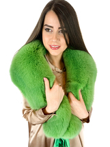 Arctic Fox Fur Stole 55' (140cm) Saga Furs Big Fur Scarf Light Green Fur Collar image 3