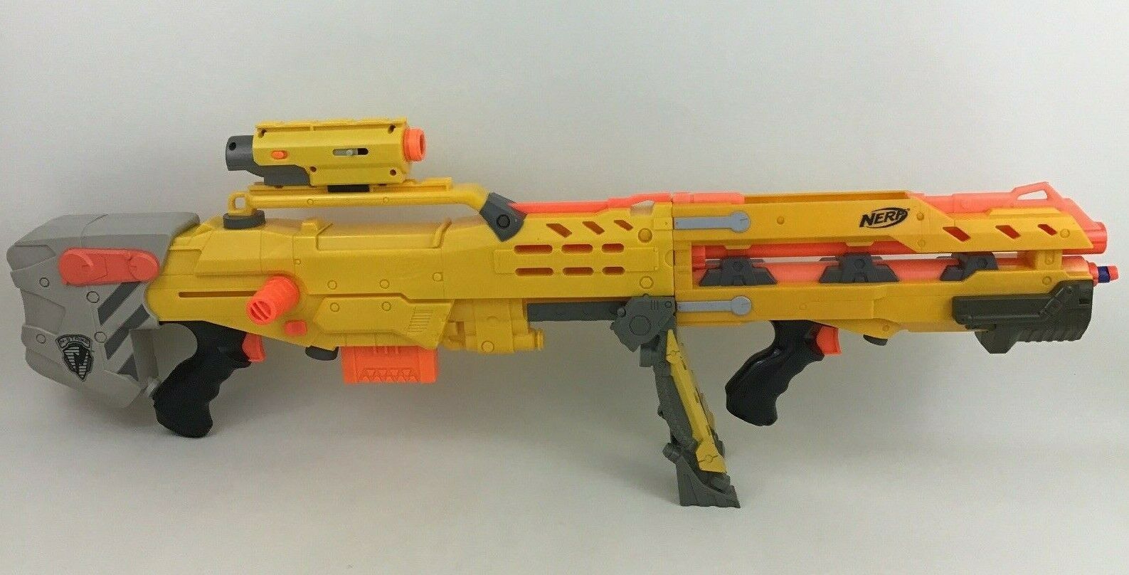 Nerf Longshot CS-6 Sniper Rifle Gun with Bipod Clip Blaster Barrel Red ...