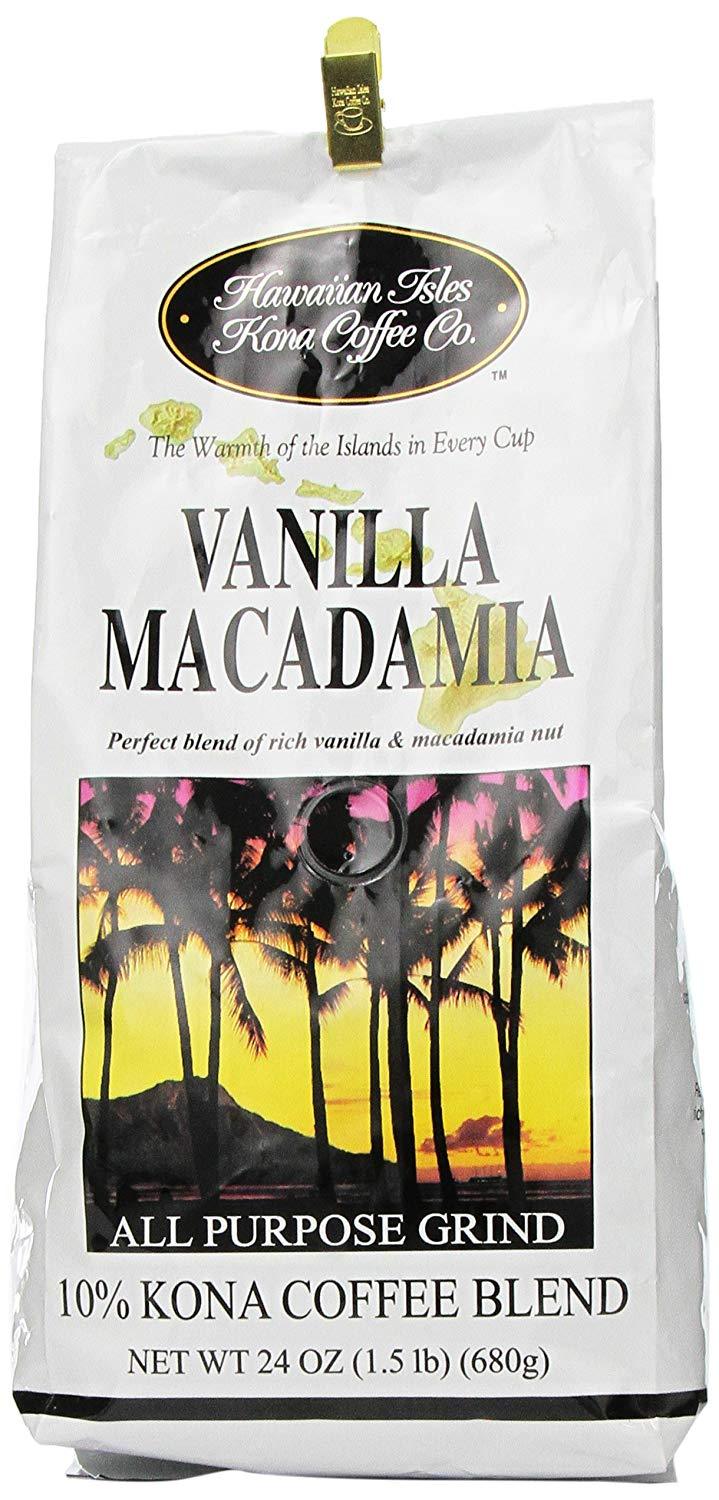 Hawaiian Isles Coffee Co. Vanilla Macadamia 24 oz grind Ground Coffee