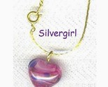Pink marbled lampwork glass heart necklace thumb155 crop
