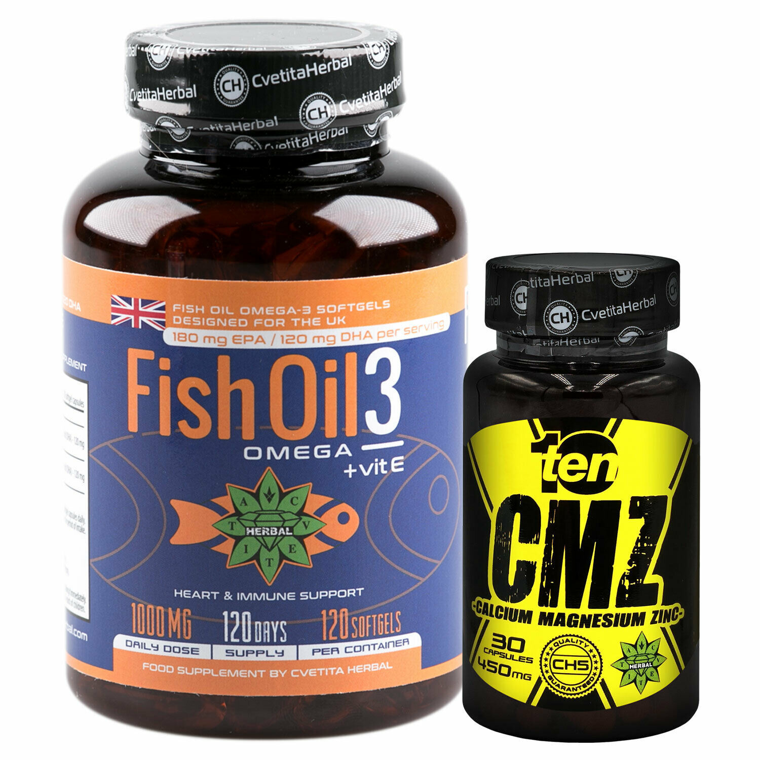 Ten CMZ Calcium Magnesium Zinc Sleep Bones Immune + Fish