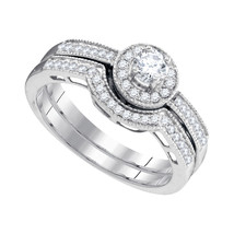 10k White Gold Round Diamond Bridal Wedding Engagement Ring Band Set 1/2... - $699.00