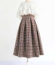 A-line Winter Tweed Skirt Outfit High Waisted Plus Size Burgundy