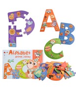 Wooden Jumbo Alphabet Abc Letter Puzzle Color Shape S Recognition Mont - $30.10