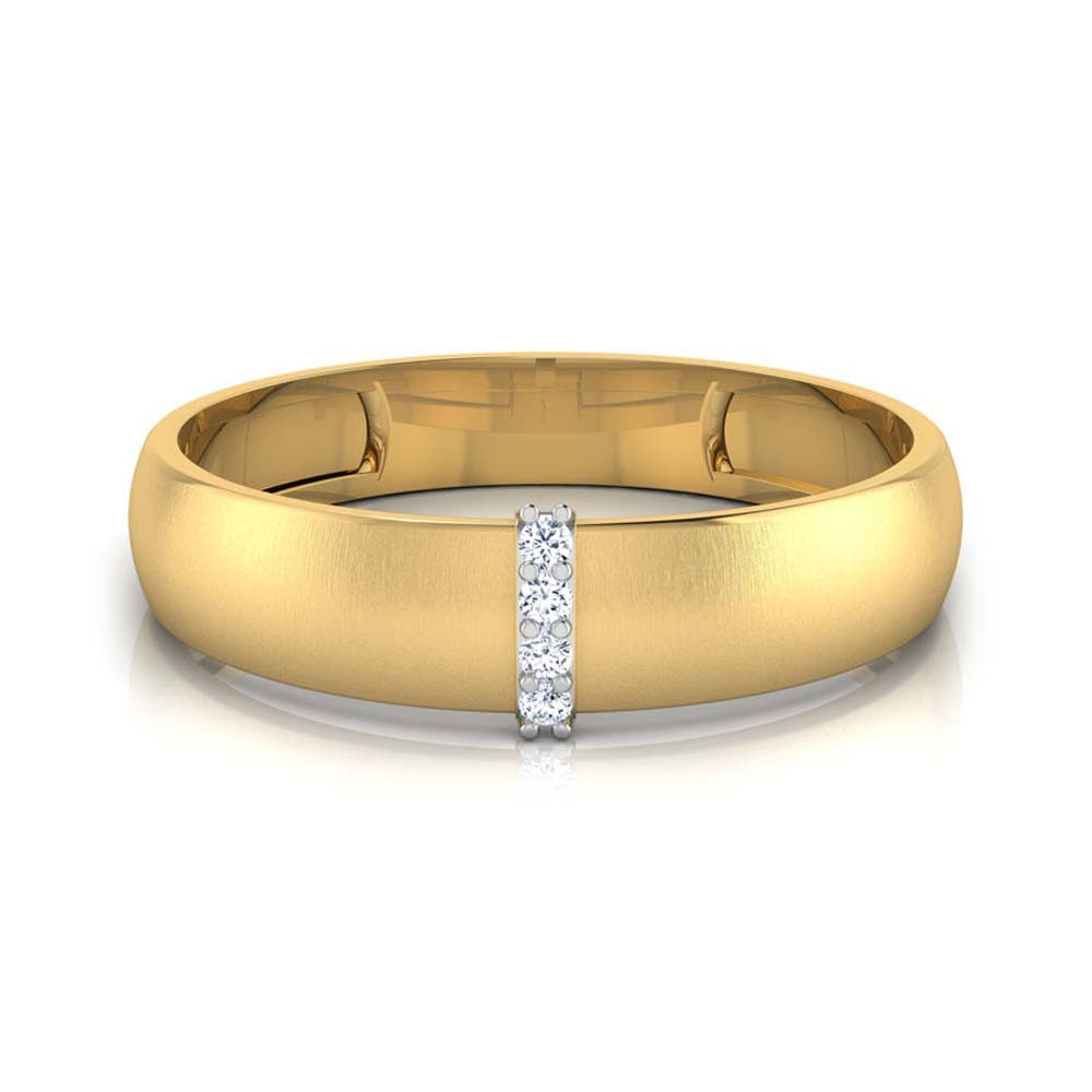 Fancy Round Cut White CZ Dia. 14K Yellow Gold Fn Wedding 4 Stone Band Ring