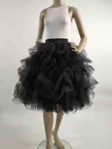 Black Puffy Tulle Skirt Outfit Horse Hair Elastic High Waist Black Layered Skirt