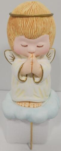 VTG HALLMARK Praying Angel 4.0" CHRISTMAS STOCKING HANGER White 1980 NIOB CIB - $26.08