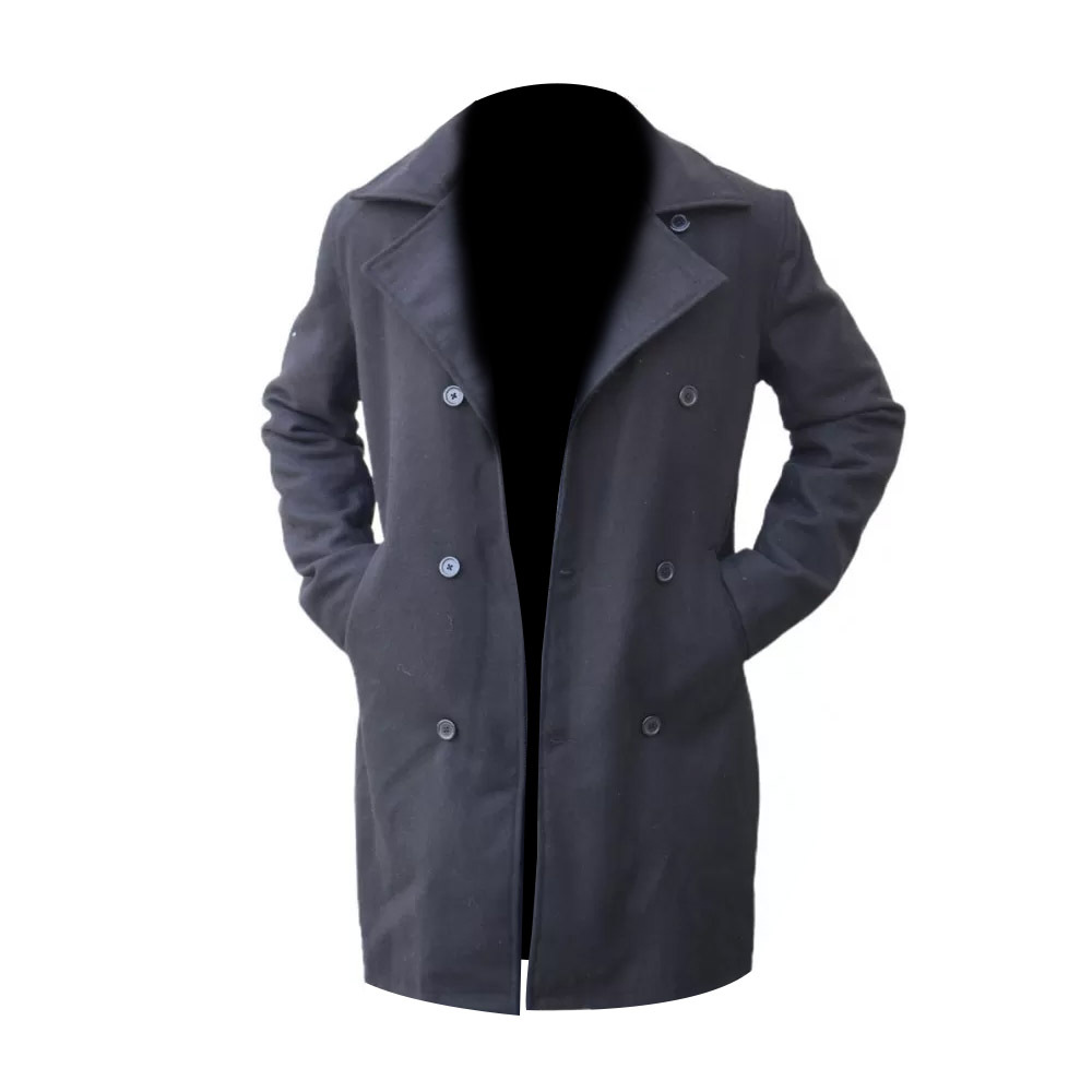 Yellowstone Ryan Bingham Black Blazer Warm Winter Long Wool Blend Trench Coat