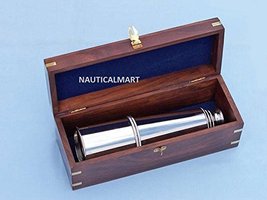 NauticalMart Deluxe Class Crome Admiral'S Spyglass Telescope 27" W/Rose Wood box