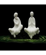 White Jade Ceramic Figurines Oriental Monk Statues Buddha Ornaments Ghou... - $25.81