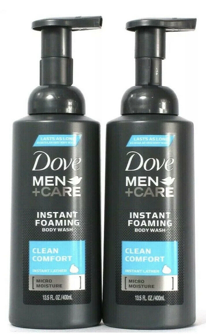 Lot of 2 Pump Bottle Dove Men + Care Foaming Body Wash Clean Comfort 13.5 oz NEW