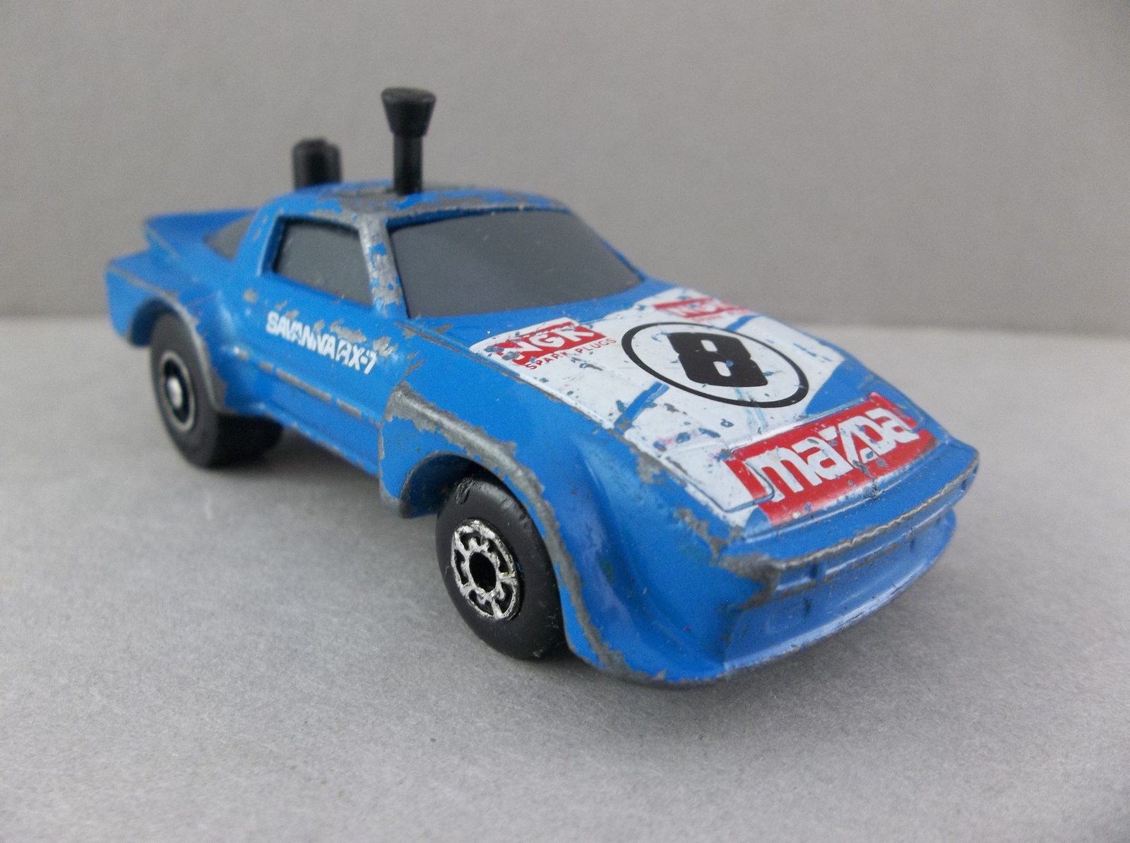 Matchbox 1984 Trickshifters Blue Mazda RX-7 #8 NGK Spark Plugs Diecast ...