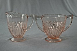 Jeannette Glass Anniversary Pink Creamer &amp; Sugar Bowl - $15.84