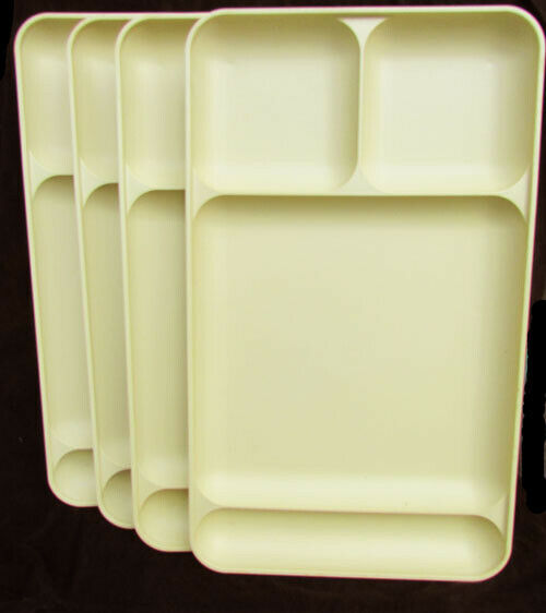 Tupperware snack trays beige almond no scratches but some discoloration