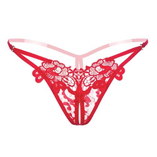 Ellen Women Sexy Open Crotch Lingerie Side Tie Thongs Embroidery Lace G ...