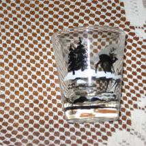 VTG Shot Glass-Mid Century- Mountain Wilderness-Black &amp; White Silhouette - $6.00