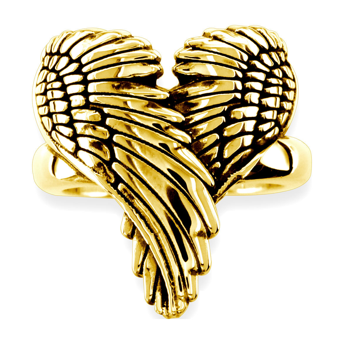 Large Wings Of Love With Black Winged Love Angel Heart Wings Ring