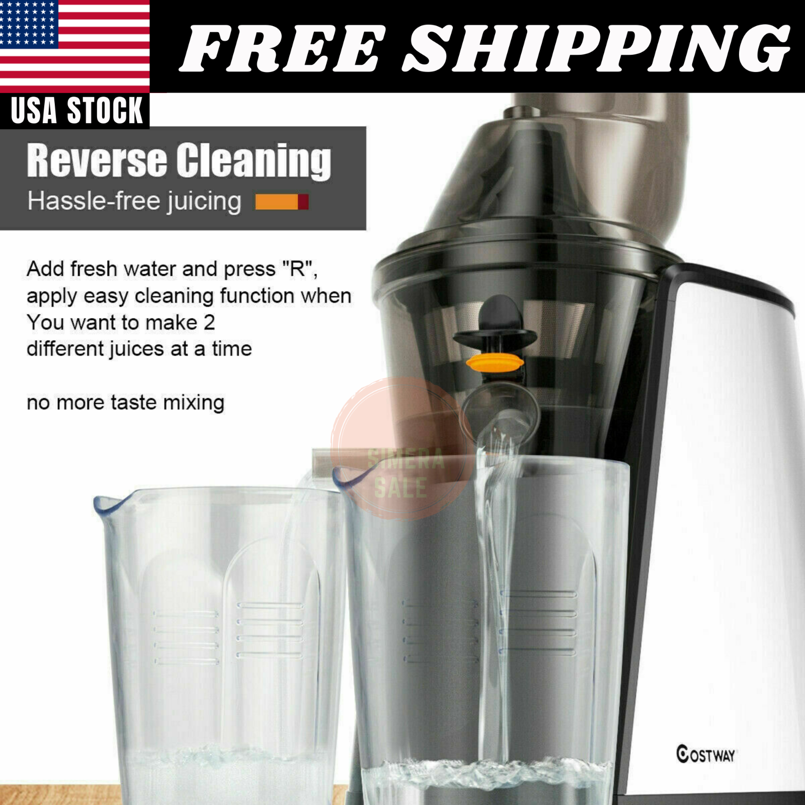 Slow Stainless Steel Wide Chute Masticating 60 RPM Juicer Cold Press