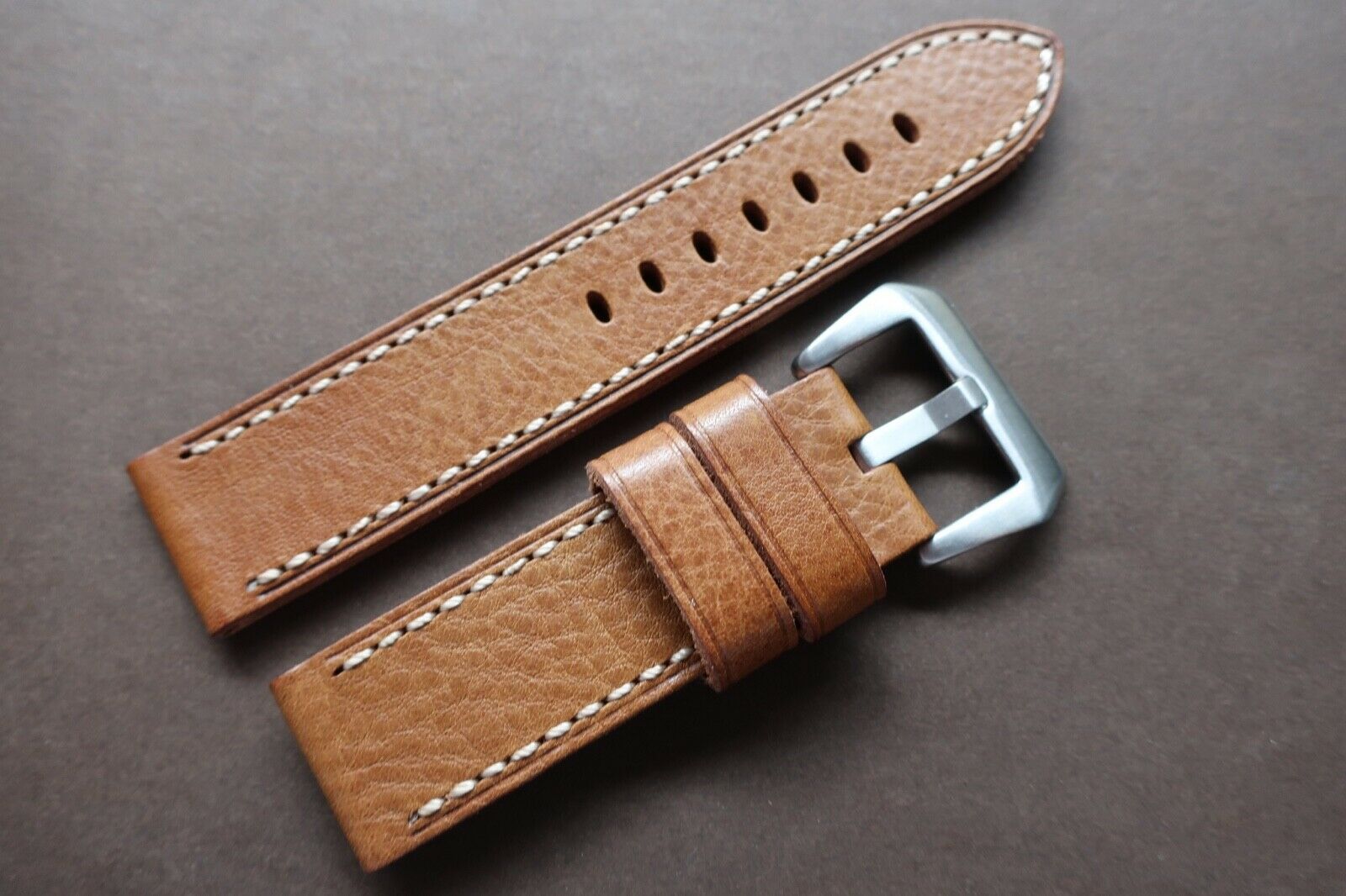 Primary image for Leather strap in 24mm - Light Brown leather in 24/24mm - Handmade Panerai Style