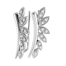 10k White Gold Womens Round Diamond Climber Floral Earrings 1/4 Cttw - $400.00