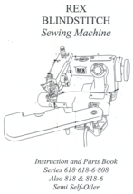 Rex Blindstitch Sewing Machine Manual Instruction Parts Hard Copy - $12.99
