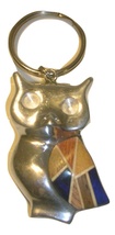 Aluminum owl key chain with wood blue burned thumb200