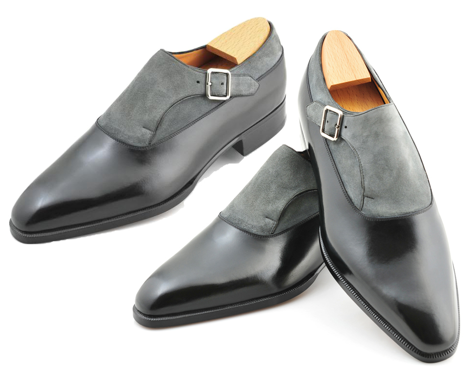 handmade Leather two tone dress mens monk shoes custom leather shoes