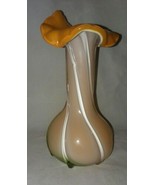 Murano Art Glass Cased Jack in the Pulpit Vase Tangerine Orange White Bl... - $79.99