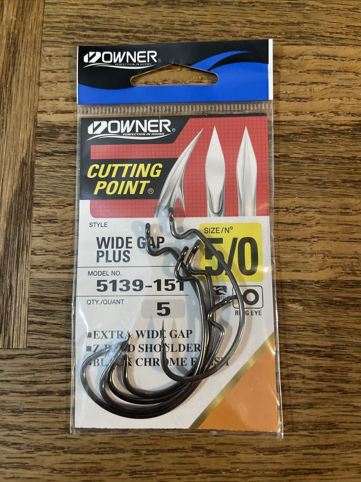 Owner cutting point wide gap plus hook size 5/0