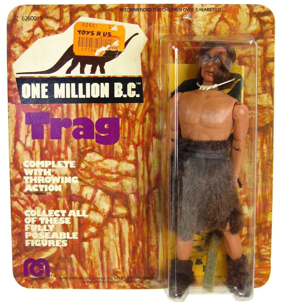 Vintage 1977 Mego One Million B.C. BC Trag Father Caveman Mint On Unp ...