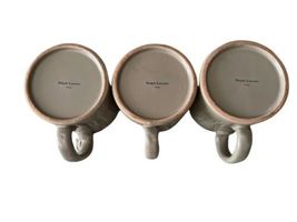 3pc Ralph Lauren Stoneware Taupe Coffee Mug Cup Lot Made in Italy Set image 5