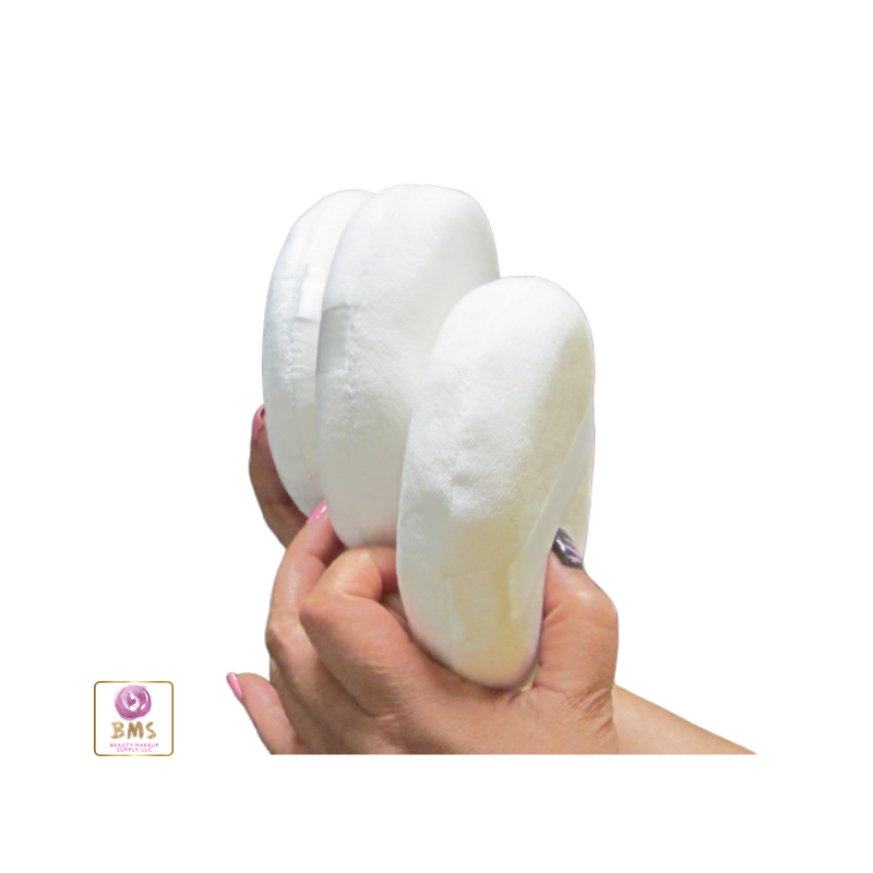 Jumbo Thick 5" Velour Bath & Body Powder Puff w/Satin Ribbon 3pack Puffs 3004 Puffs, Sponges