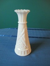 White Milkglass Bud Vase Starburst Diamond Pattern  6&quot; - $10.88