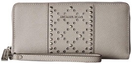 Michael Kors Money Pieces Large Zip Around Studded Travel Wallet Pearl Grey*Nwt! - $119.99