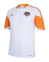 Adidas Men ClimaCool Houston Dynamo Short Sleeve Soccer Jersey, White Orange, XL - $50.48
