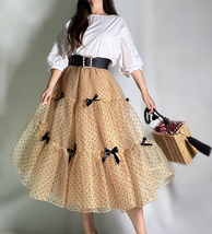 Champagne Polka Dot Tulle Skirt A-line Puffy Knee Length Tulle Holiday Outfit image 6