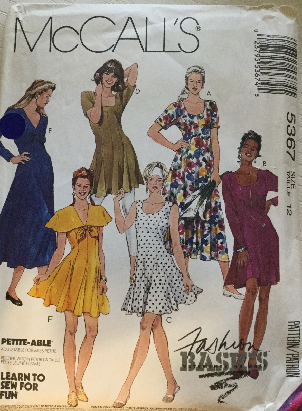 McCall's 5367 Misses' Learn to Sew for Fun Fashion Basics Dresses Size ...