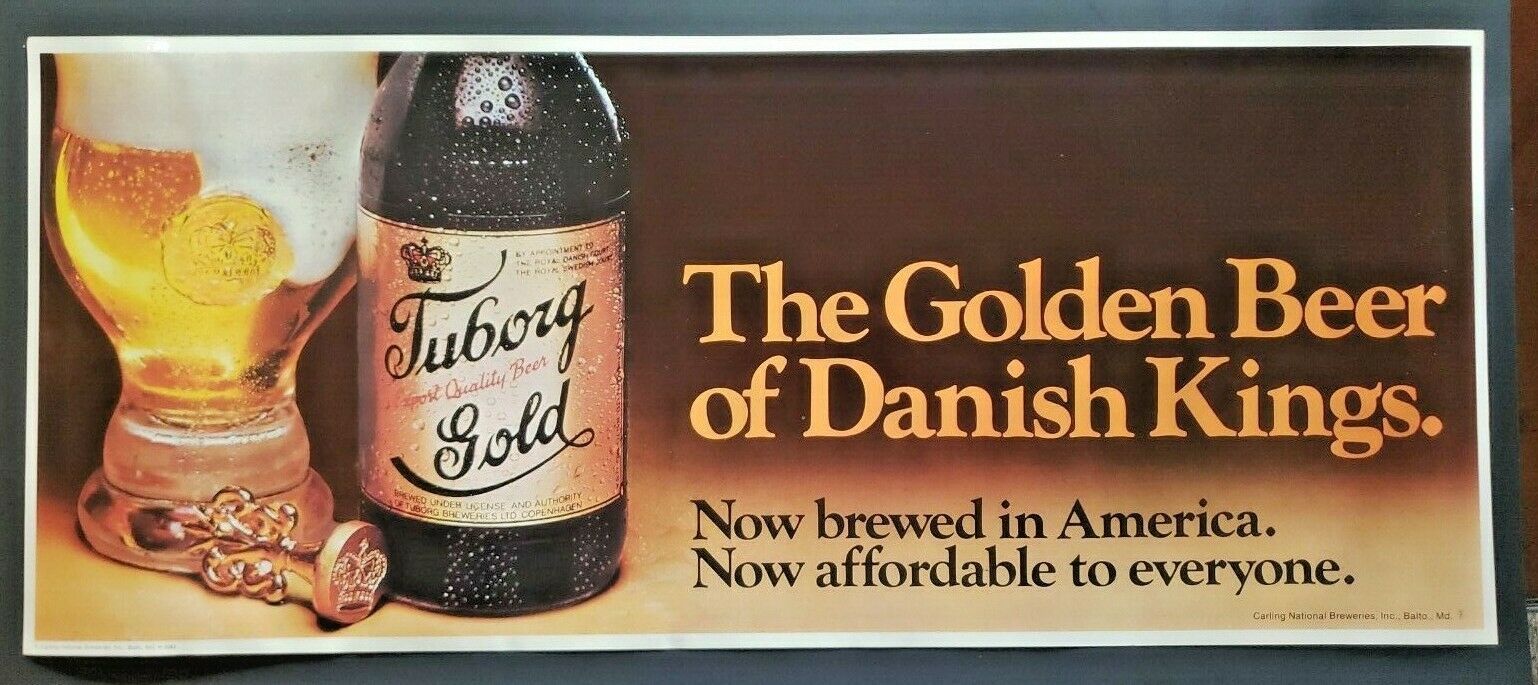 Vintage Gold The Golden Beer of Danish Kings Beer Sign Paper 26.
