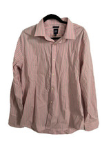 NWT GAP Factory Mens Large Slim Striped Button Up Long Sleeve Shirt Pink... - $14.39