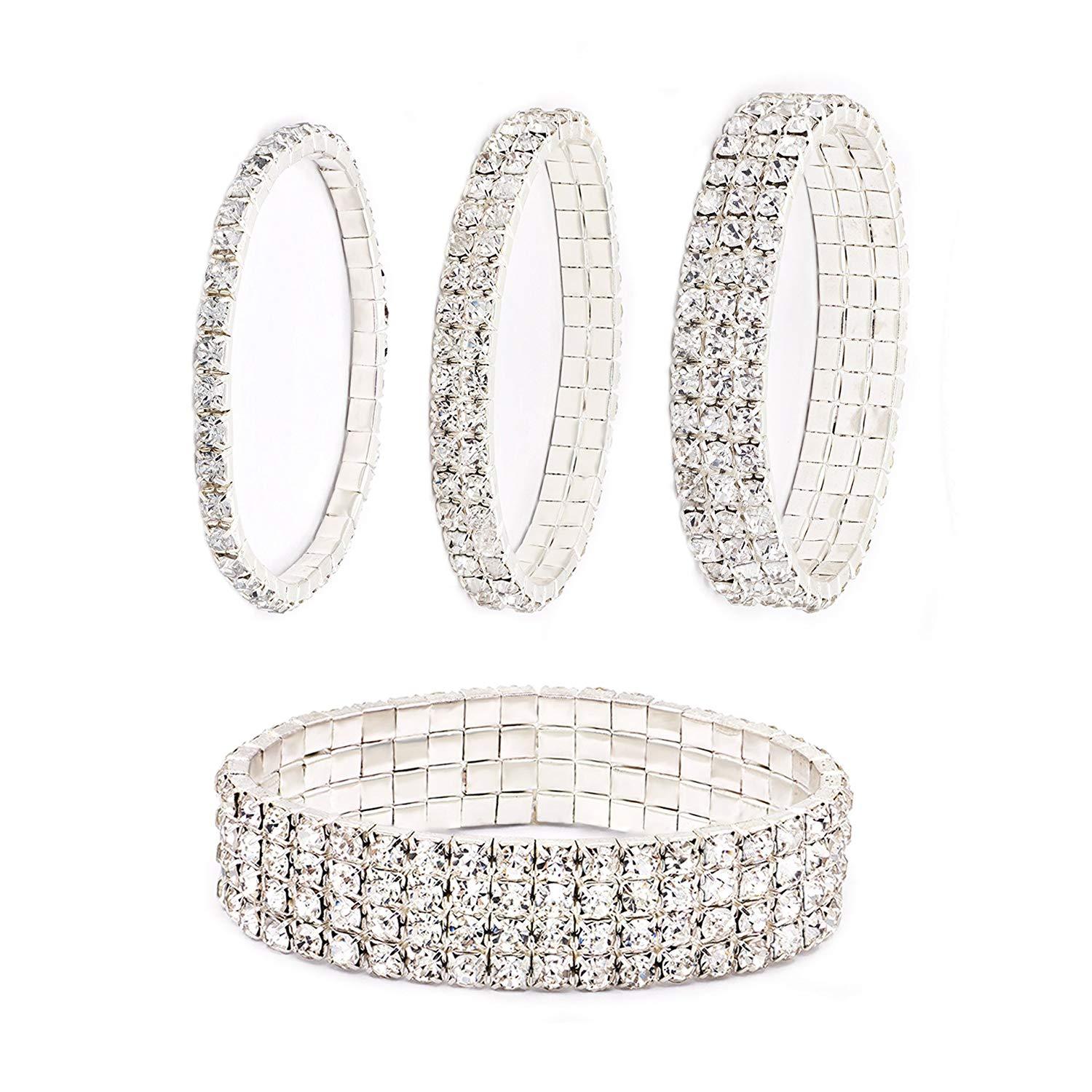 Daycindy Stackable Bracelets Fake Diamond Bracelet for Women, Pack of 4