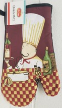 Printed Kitchen Large Oven Mitt(12') Fat Chef With Wine Tray,Black Back,All Pure - $7.91