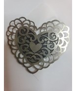 Brooch Pin Heart Shaped Jewelry Cut Out Design Mixed Metal Silver Tone 2... - $9.59