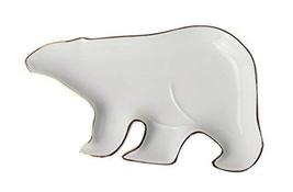 Creative Cute Ceramic Party Meal Plate, White And Golden Edge Cartoon Polar Bear - $27.46