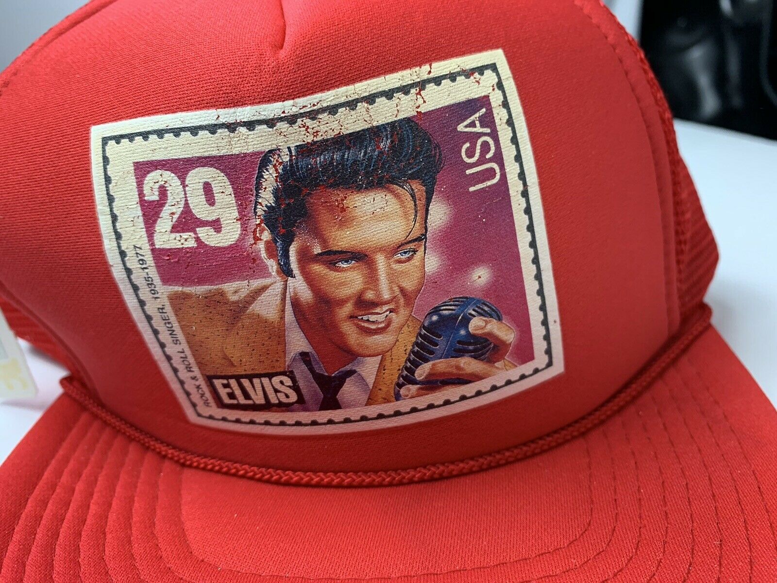 Elvis Presley US Stamp Hat Red Snapback Baseball Cap PreOwned Hats