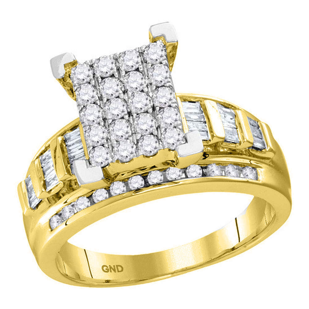 10kt Yellow Gold Round Diamond Cluster Bridal Wedding Engagement Ring 1-1/2 Ctw - $1,399.00