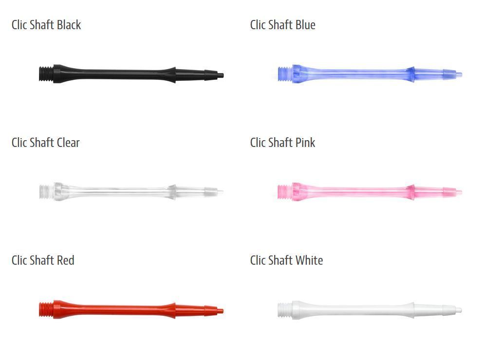 Available in 9 colours  & 3 Sizes Harrows Clic System Slim Dart Stems 